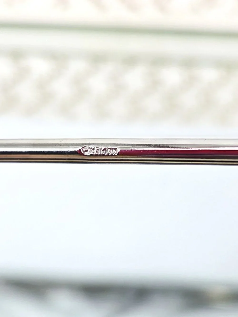 Napier Vintage Rhodium Finish Baby Spoon W/Jingle Bell Unused Original Box 6
